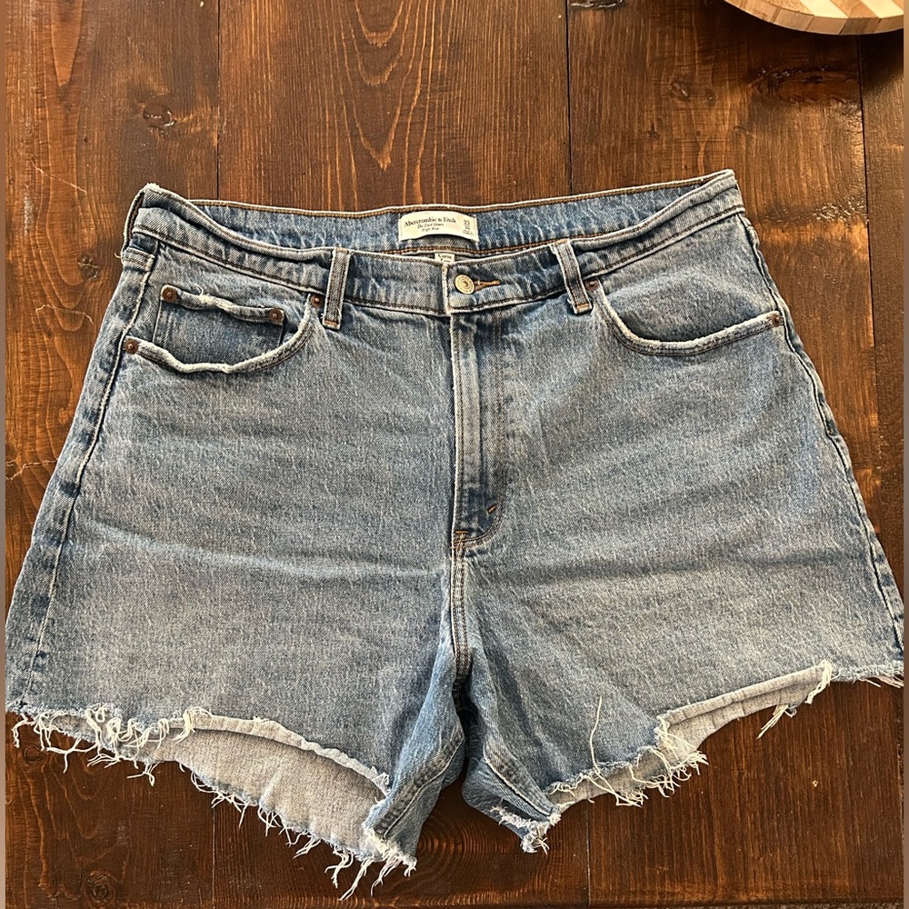 Abercrombie & Fitch Blue Frayed Jean Shorts